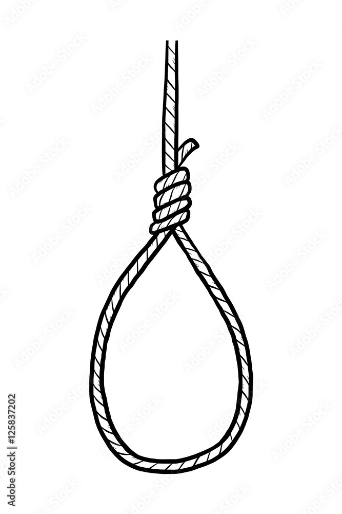 hanging rope / cartoon vector and illustration, black and white