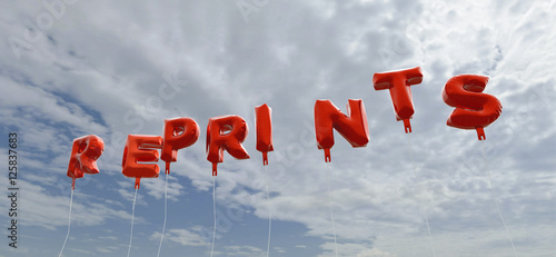 Obraz na płótnie REPRINTS - red foil balloons on blue sky - 3D rendered royalty free stock picture