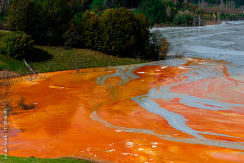 Obraz na płótnie pollution lake with residuals cooper mine