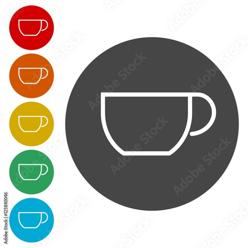Cup vector icons set