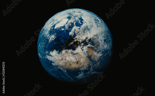 Earth, Planet on black background showing Britain and African continent. Elements of this image furnished by NASA