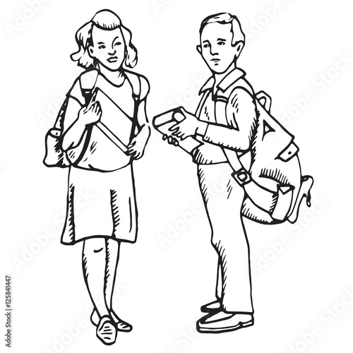 Girl with a primer, hand drawn doodle, sketch in pop art style,