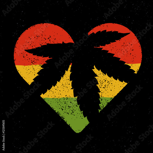 Marijuana silhouette in heart shape. Vector marijuana leaf and r