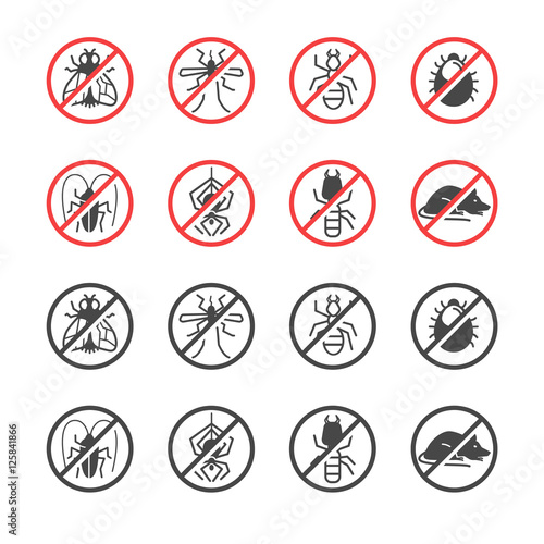 Insects and Pest control services. Anti pest emblem and badge.