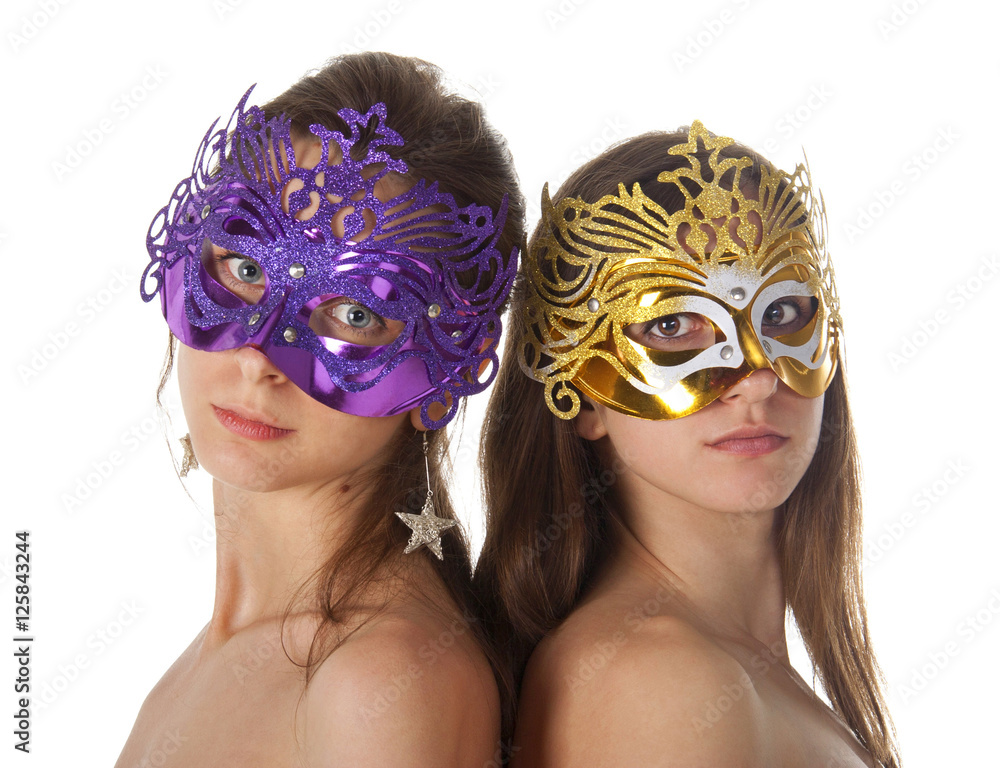 Fototapeta premium Two women in carnival masks