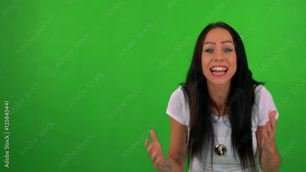 young pretty woman is angry - green screen - studio young pretty woman is angry - green screen - studio