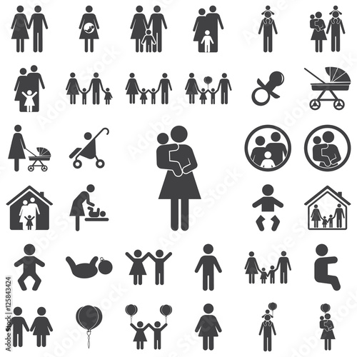 Mother and child vector symbol icon