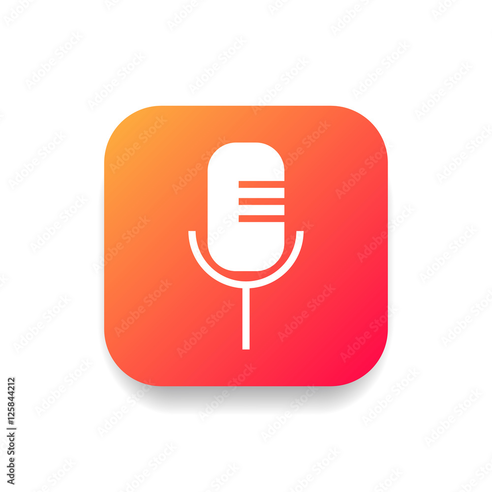 Microphone icon vector, clip art. Also useful as logo, square app icon, web UI element, symbol, graphic image, silhouette and illustration. Microphone icon vector, clip art. Also useful as logo, square app icon, web UI element, symbol, graphic image, silhouette and illustration.