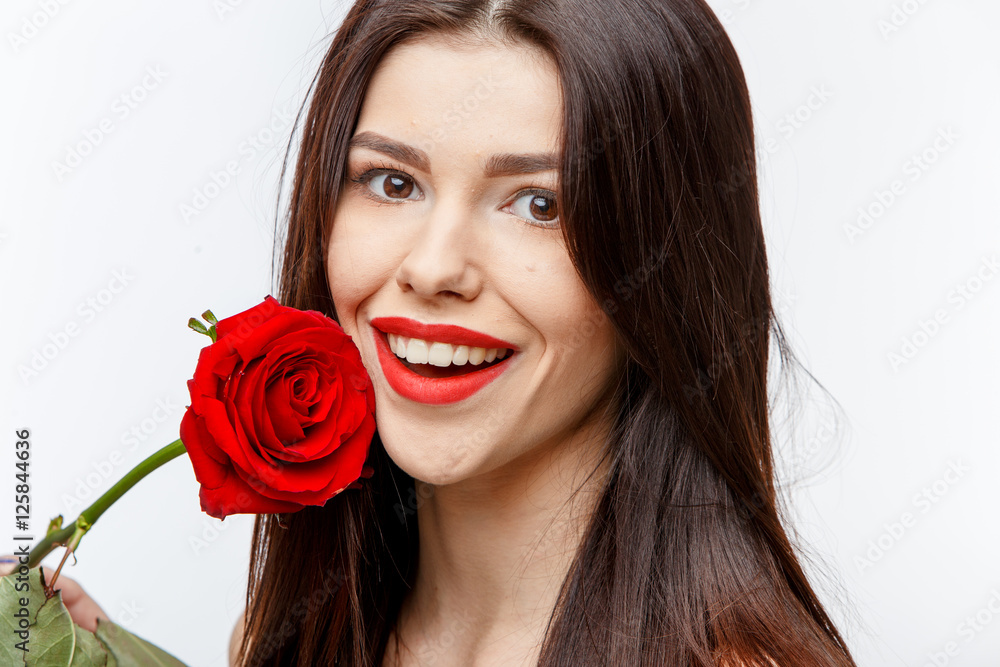 Portrait of beautiful young woman with flowers Portrait of beautiful young woman with flowers