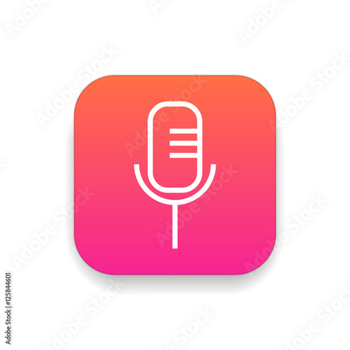 Microphone icon vector, clip art. Also useful as logo, square app icon, web UI element, symbol, graphic image, silhouette and illustration. © Burhan Design