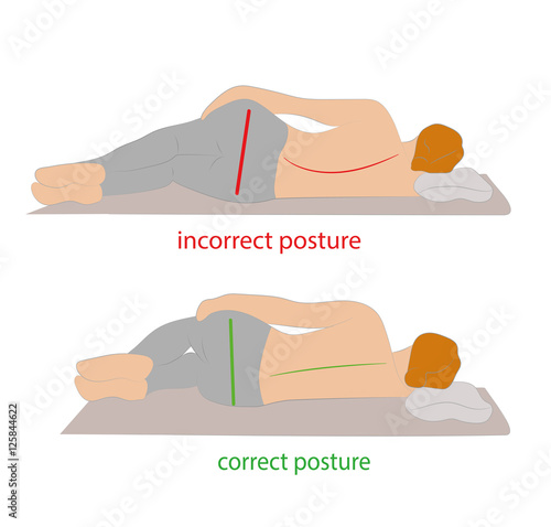 correct posture during sleep. vector illustration.