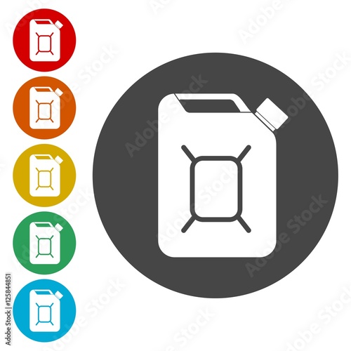 Jerrycan fuel icons set