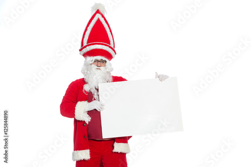 Santa Claus Holding Blank Banner   