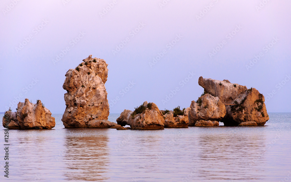 Stones in the sea. The Crimean coast in the summer