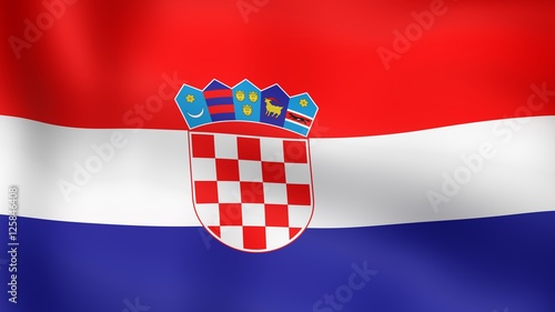 Flag Croatia, fluttering in the wind. 3D rendering.