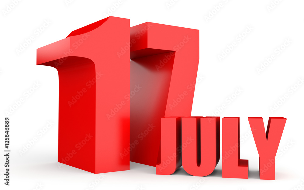 July 17. Text on white background. July 17. Text on white background.