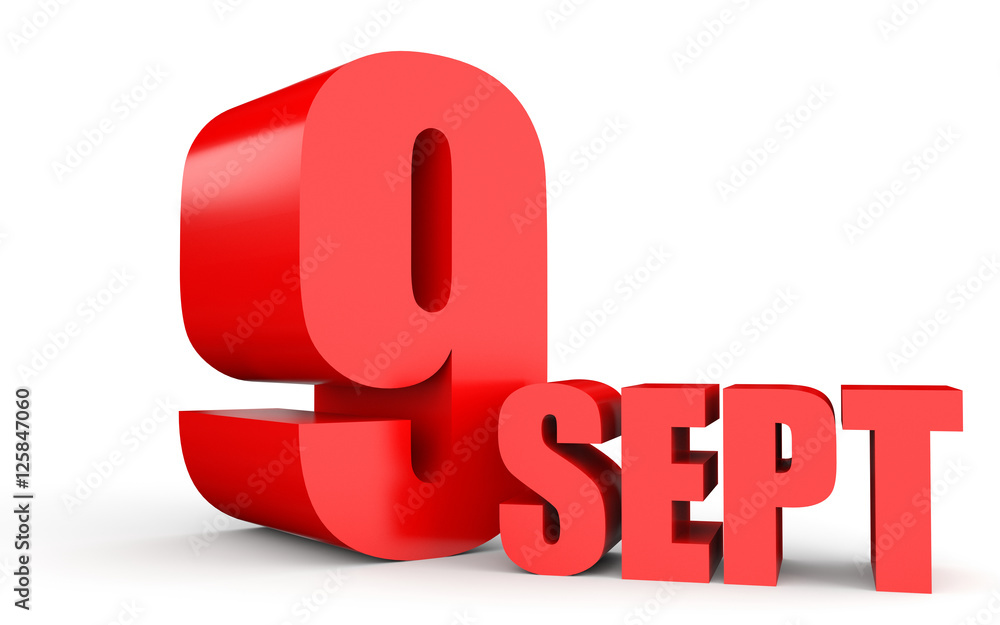 September 9. Text on white background. September 9. Text on white background.
