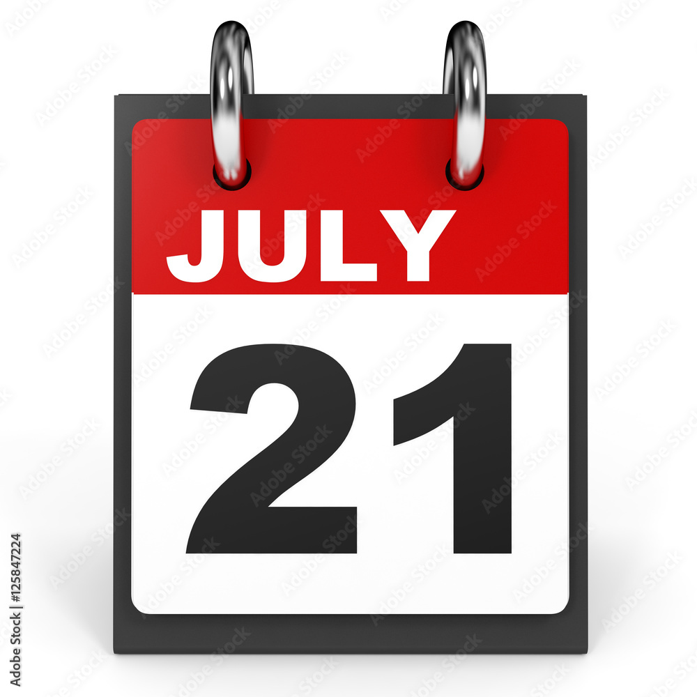 July 21. Calendar on white background. July 21. Calendar on white background.