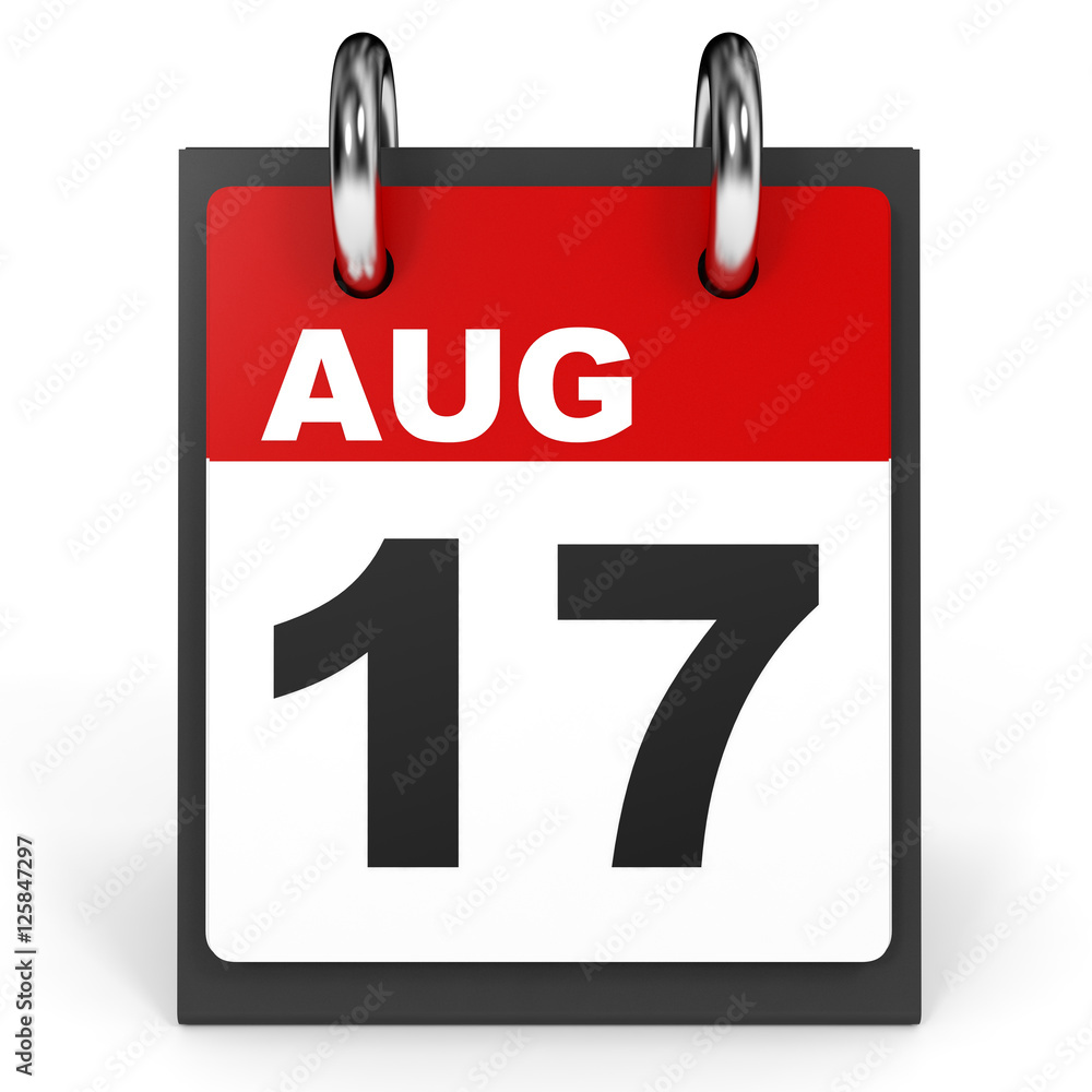 Fototapeta premium August 17. Calendar on white background.