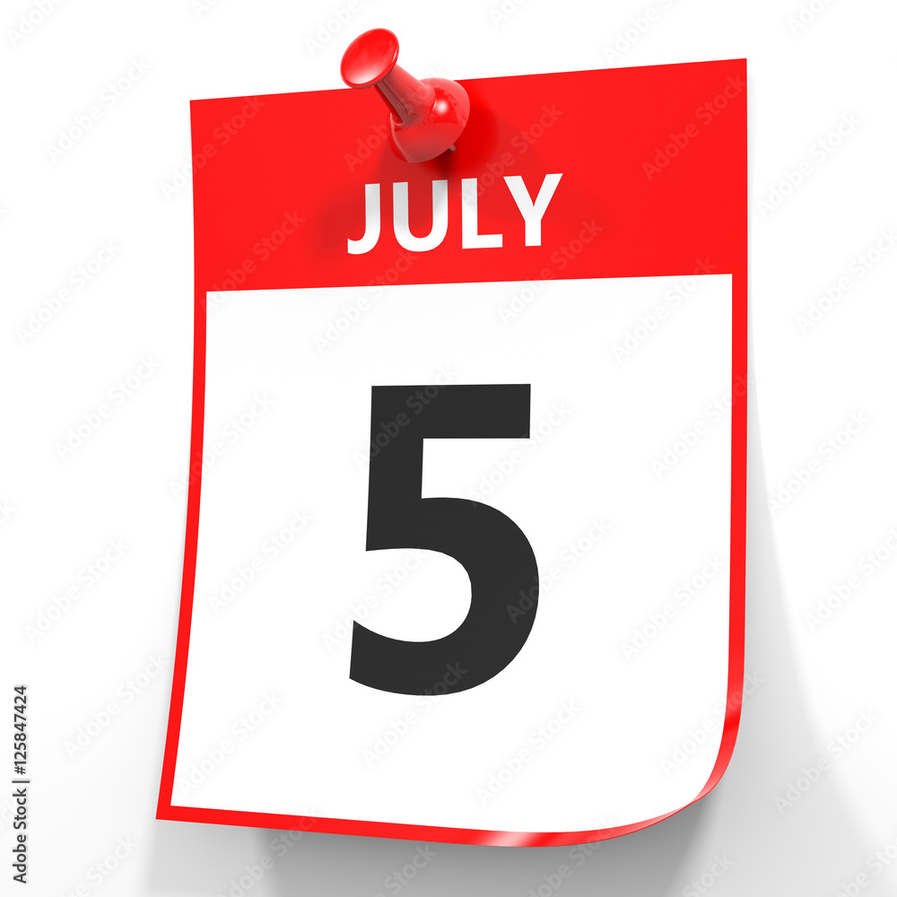 July 5. Calendar on white background. Stock Illustration Adobe Stock