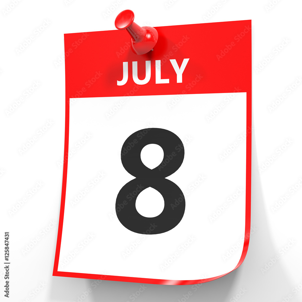 July 8. Calendar on white background. July 8. Calendar on white background.