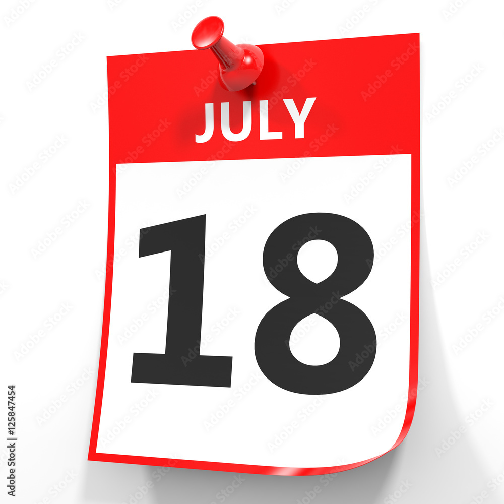 July 18. Calendar on white background. July 18. Calendar on white background.