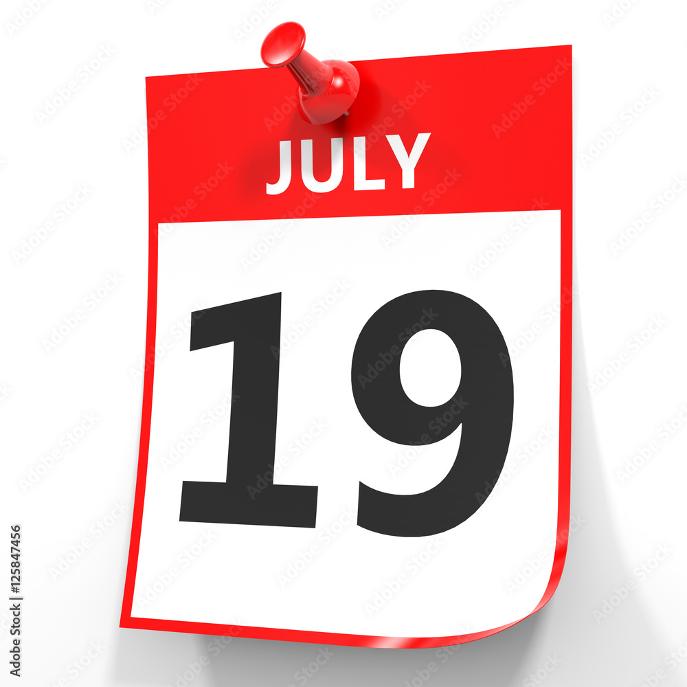 July 19. Calendar on white background. July 19. Calendar on white background.