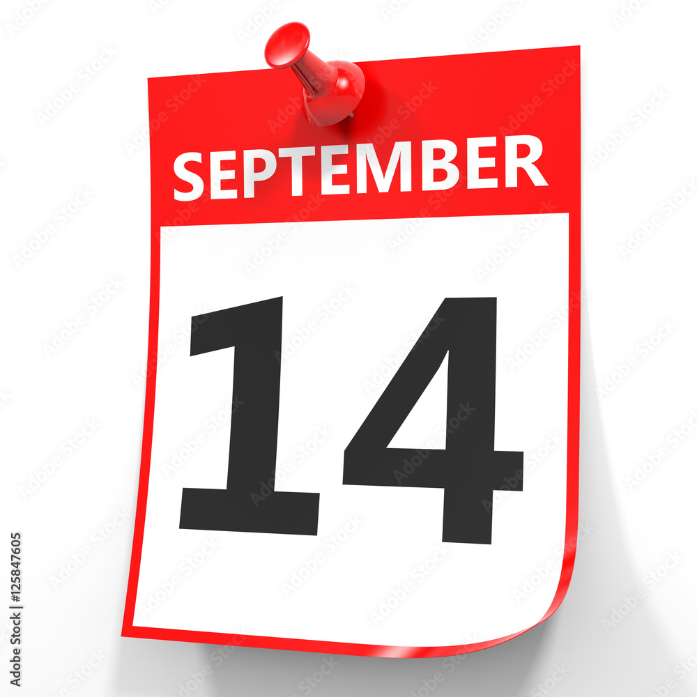 September 14. Calendar on white background. September 14. Calendar on white background.