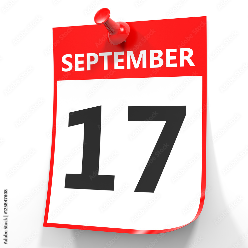 September 17. Calendar on white background. Stock Illustration Adobe