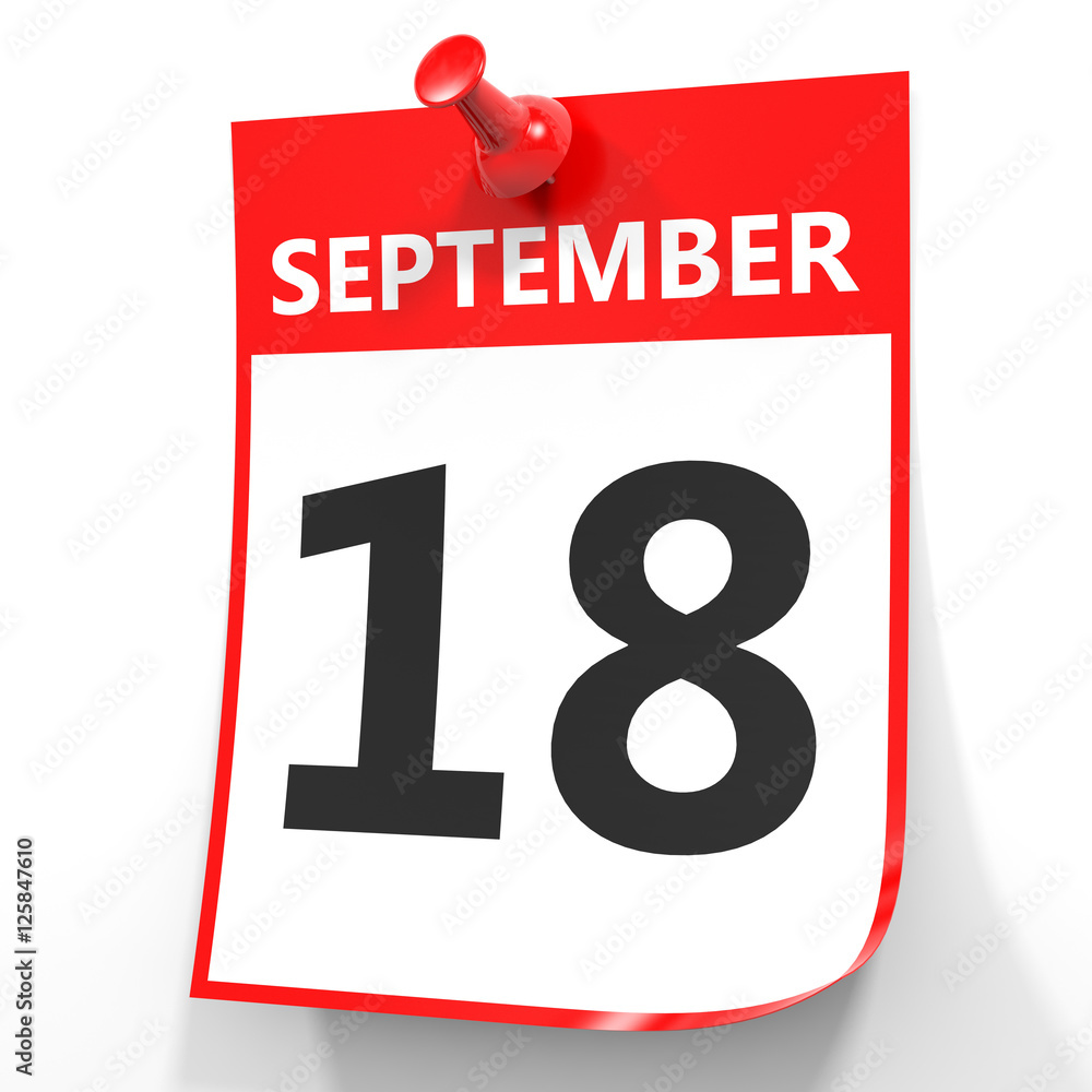 September 18. Calendar on white background. September 18. Calendar on white background.