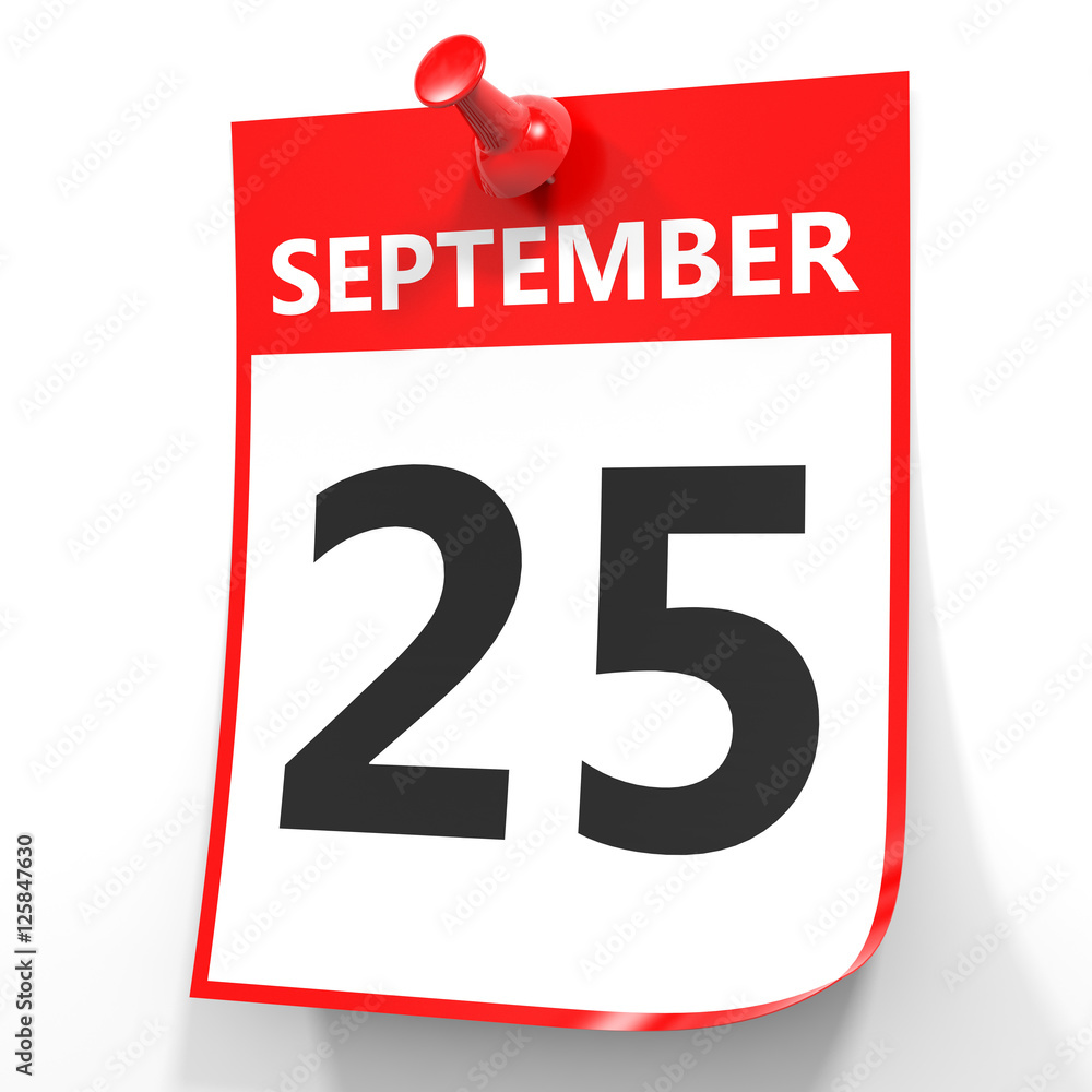 September 25. Calendar on white background. September 25. Calendar on white background.