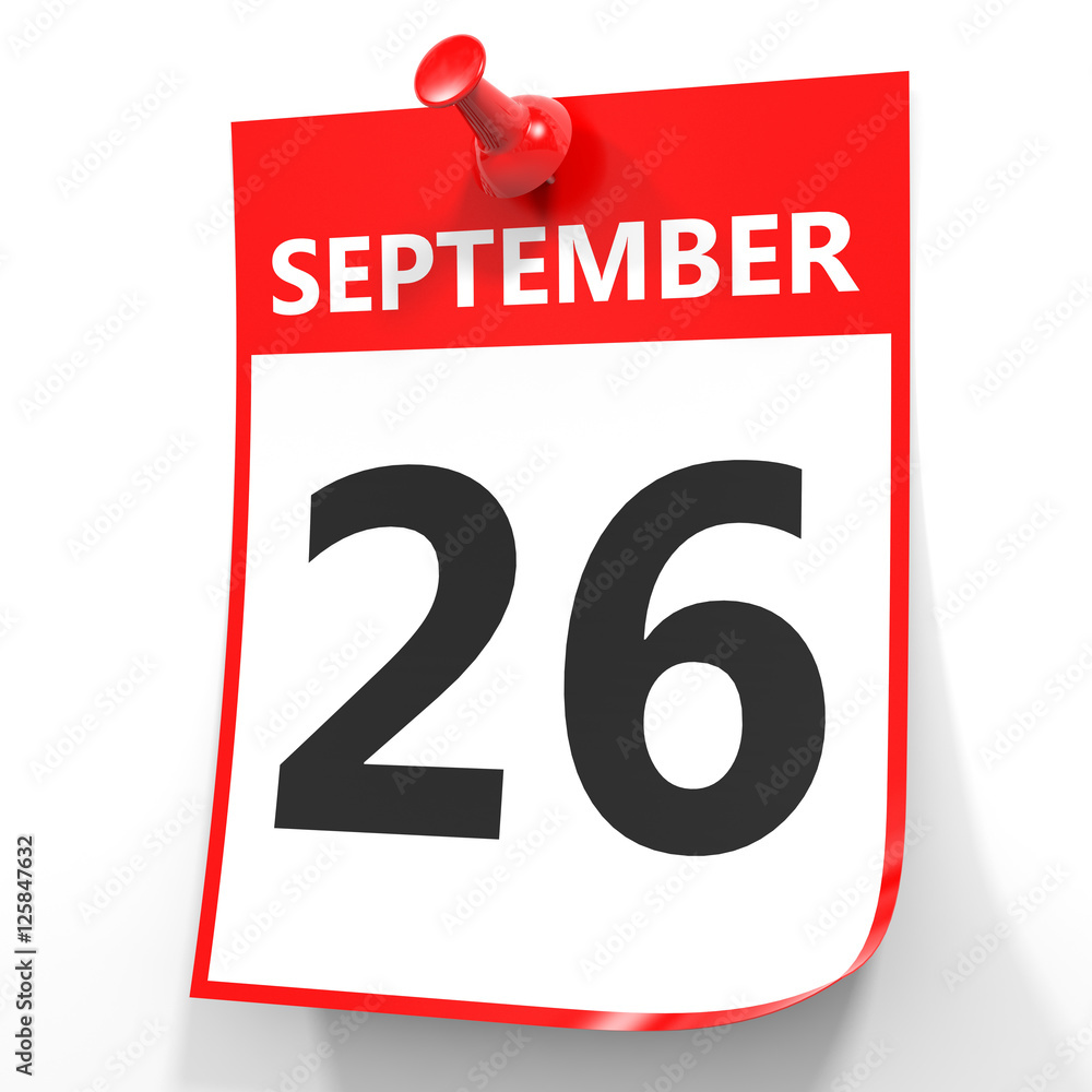 September 26. Calendar on white background. September 26. Calendar on white background.