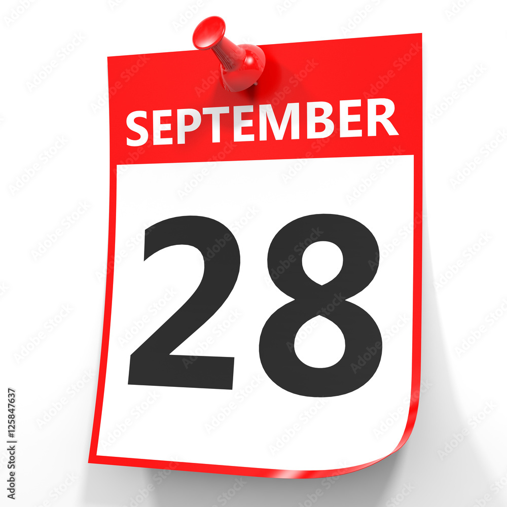 September 28. Calendar on white background. September 28. Calendar on white background.