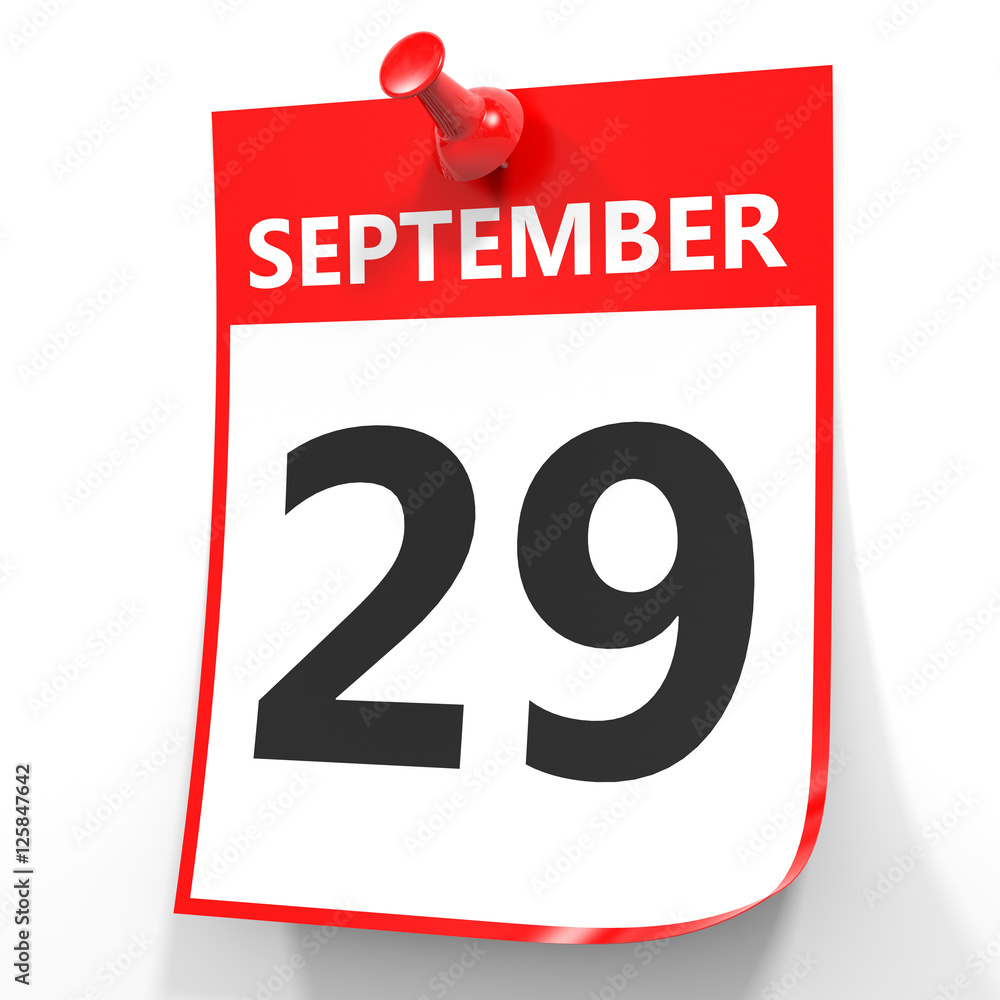 September 29. Calendar on white background. September 29. Calendar on white background.