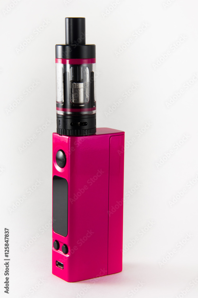 Hot Pink E cigarette or vaping device. Close up. Stock Photo