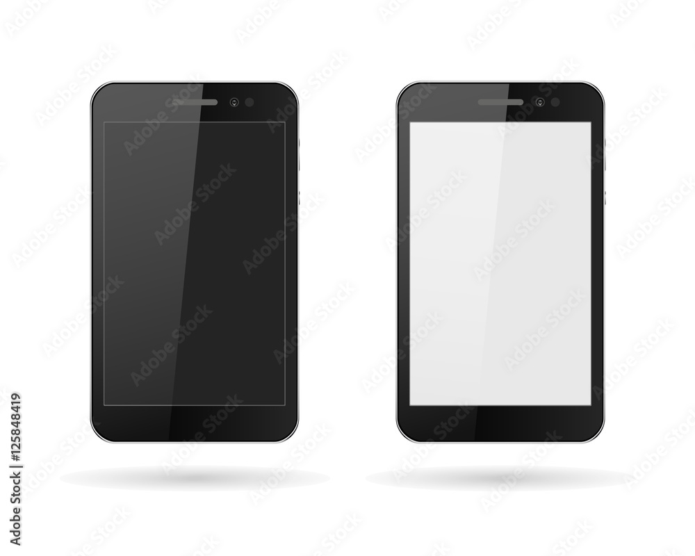 realistic mobiles phones black and white, isolated with shadow on a light background, vector illustration stylish for web design realistic mobiles phones black and white, isolated with shadow on a light background, vector illustration stylish for web design