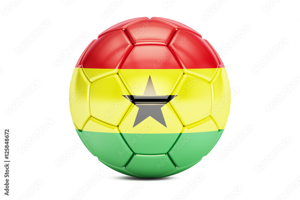 Obraz premium soccer ball with flag of Ghana, 3D rendering