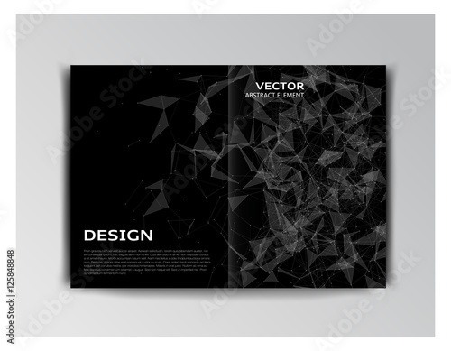 Black template of brochure with abstract elements