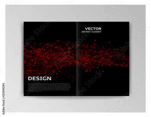 Black template of brochure with abstract elements