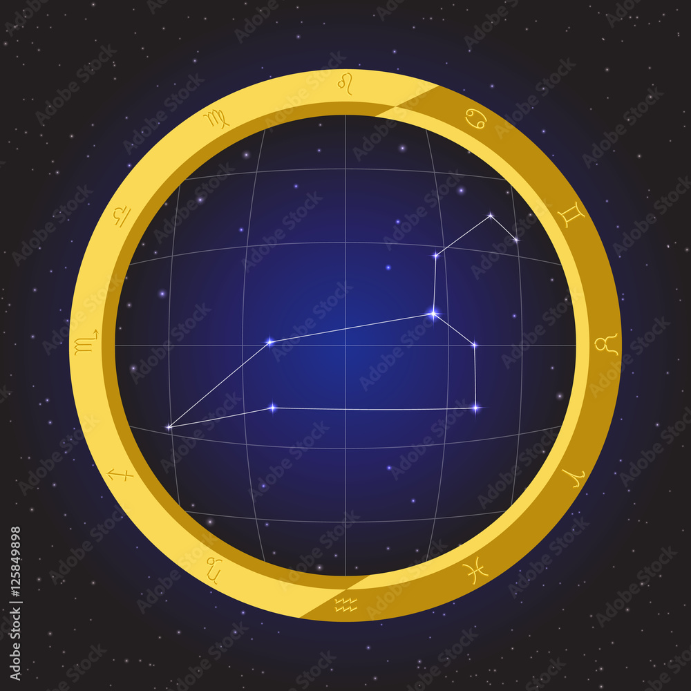 leo star horoscope zodiac in fish eye telescope golden ring frame with cosmos background leo star horoscope zodiac in fish eye telescope golden ring frame with cosmos background