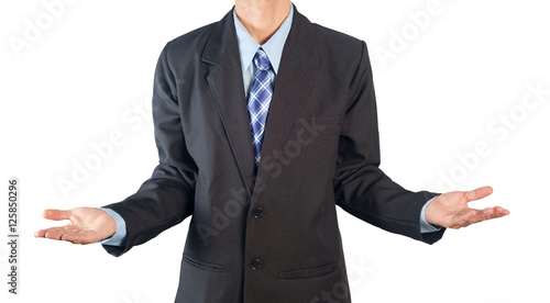 Businessman / View of businessman extend the arms on white background.