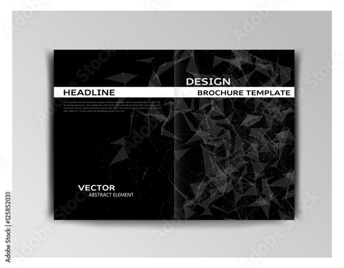 Black template of brochure with abstract elements
