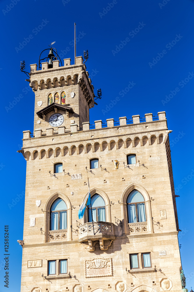 San Marino. San Marino Republic - November 06, 2015: Central square of San Marino. Public Palace