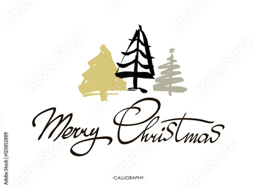 Merry Christmas text design. Vector logo, typography. Usable as banner, greeting card, Christmas tree