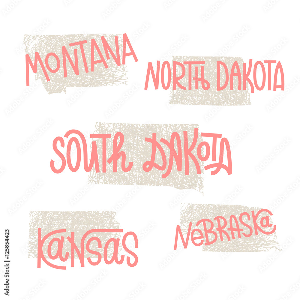 Montana, North Dakota, South Dakota, Kansas, Nebraska USA state Montana, North Dakota, South Dakota, Kansas, Nebraska USA state