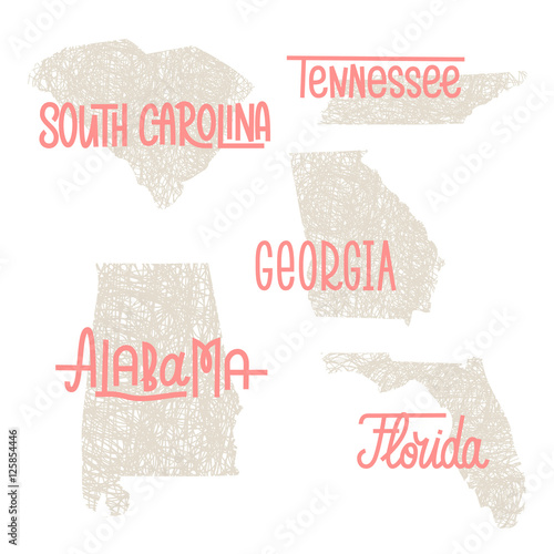 South Carolina, Tennessee, Georgia, Alabama, Florida USA state o
