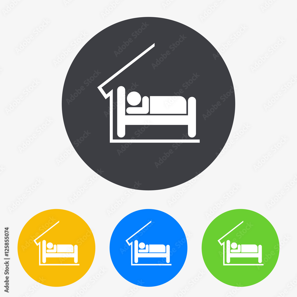 Icono plano albergue en circulo varios colores Icono plano albergue en circulo varios colores