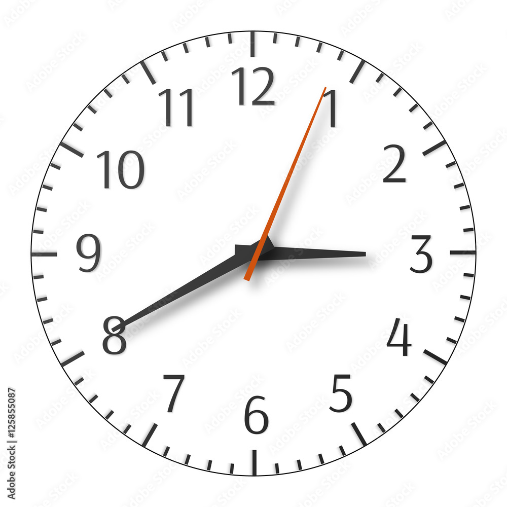 classic black and white round wall clock isolated on white backg classic black and white round wall clock isolated on white backg