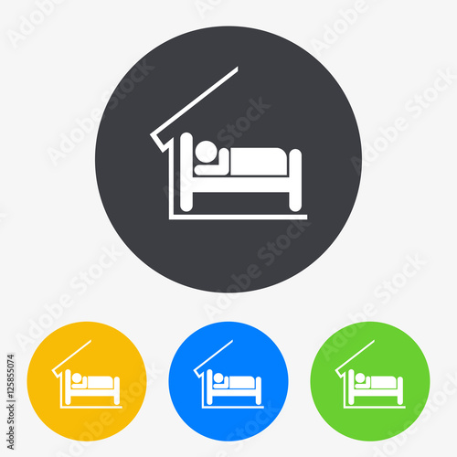 Icono plano albergue en circulo varios colores