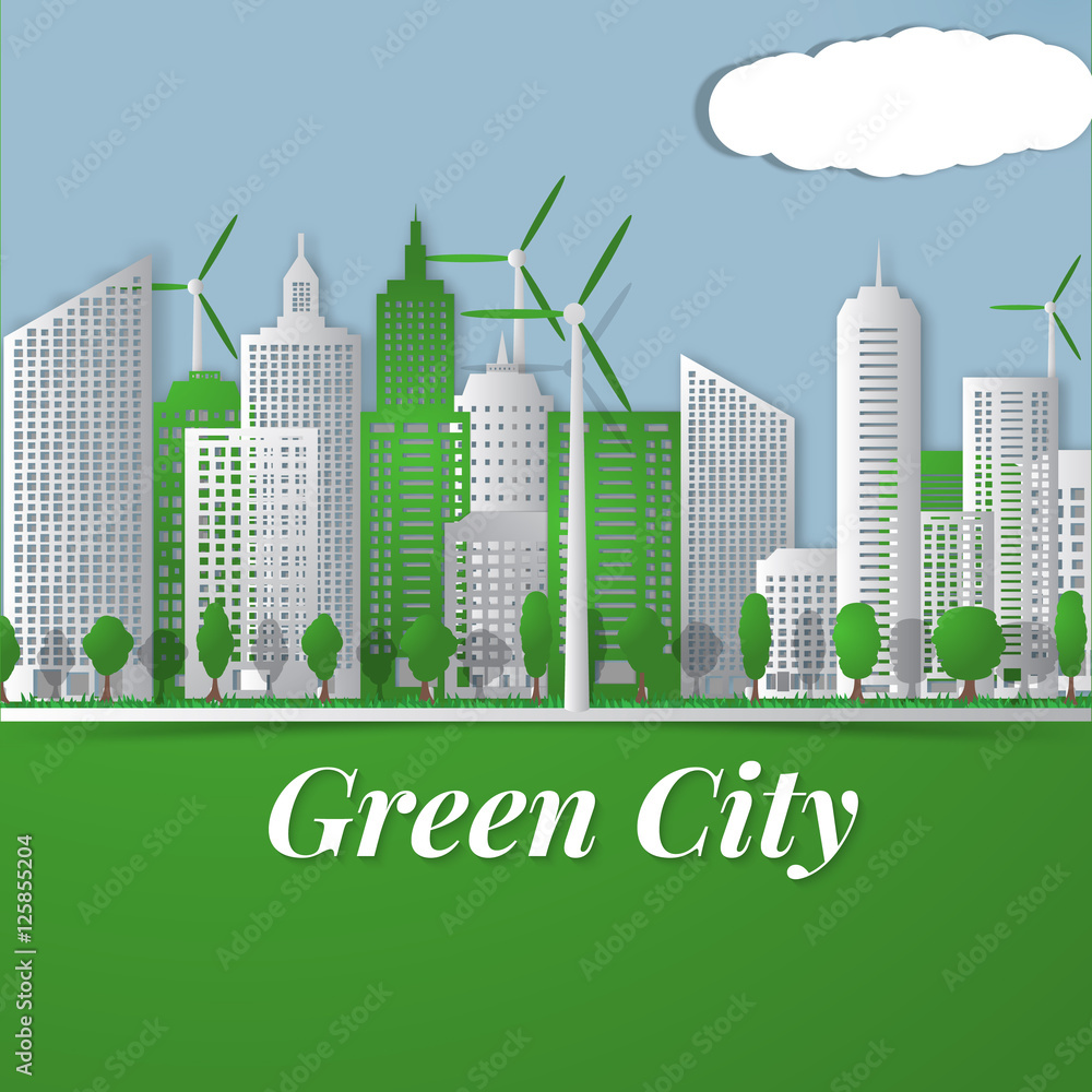 Fototapeta premium Vector illustration of Green city
